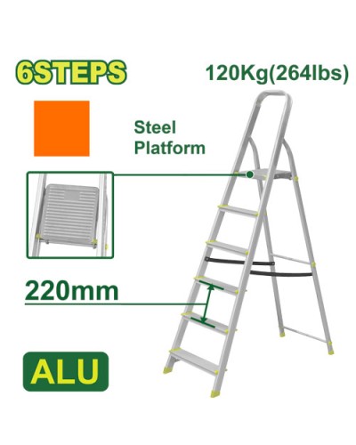 Бытовая лестница из стали и алюминия 6 шага DTLD3H06