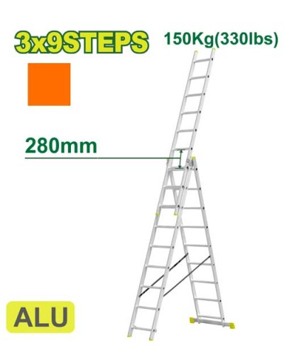 Трехсекционная выдвижная лестница 3x9 шага DTLD6H39